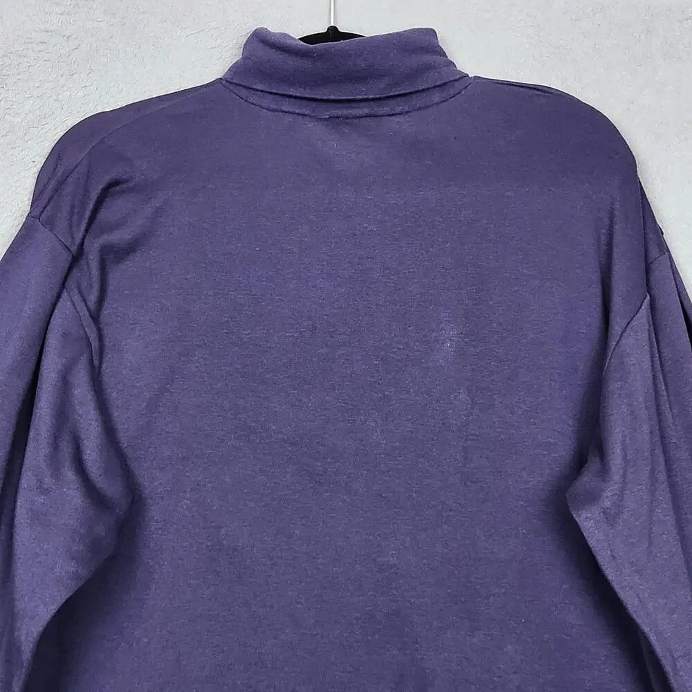 Paul Fredrick Sweater Mens XL Purple Cotton Turtleneck Knit Pullover Made USA